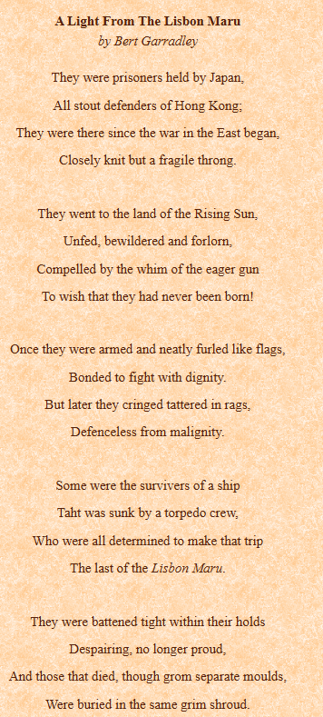 A Light From The Lisbon Maru poem source
